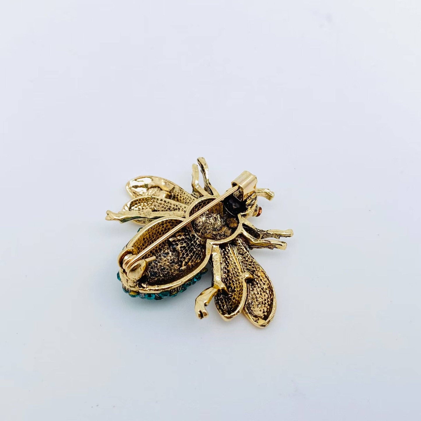Broche à linge en forme d'abeille en strass en métal: Vert