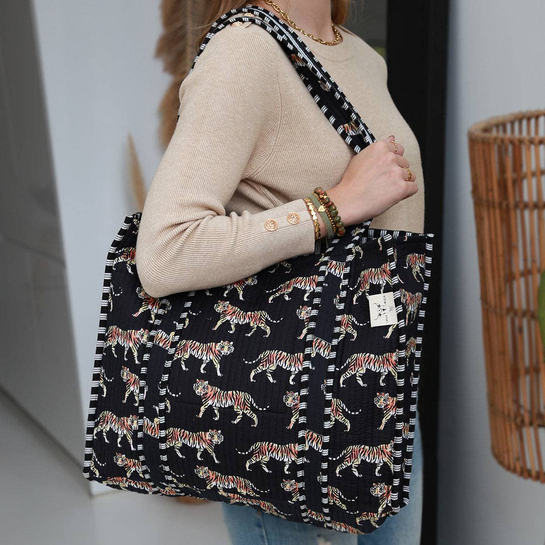 Sac à bandoulière Blockprint tiger noir