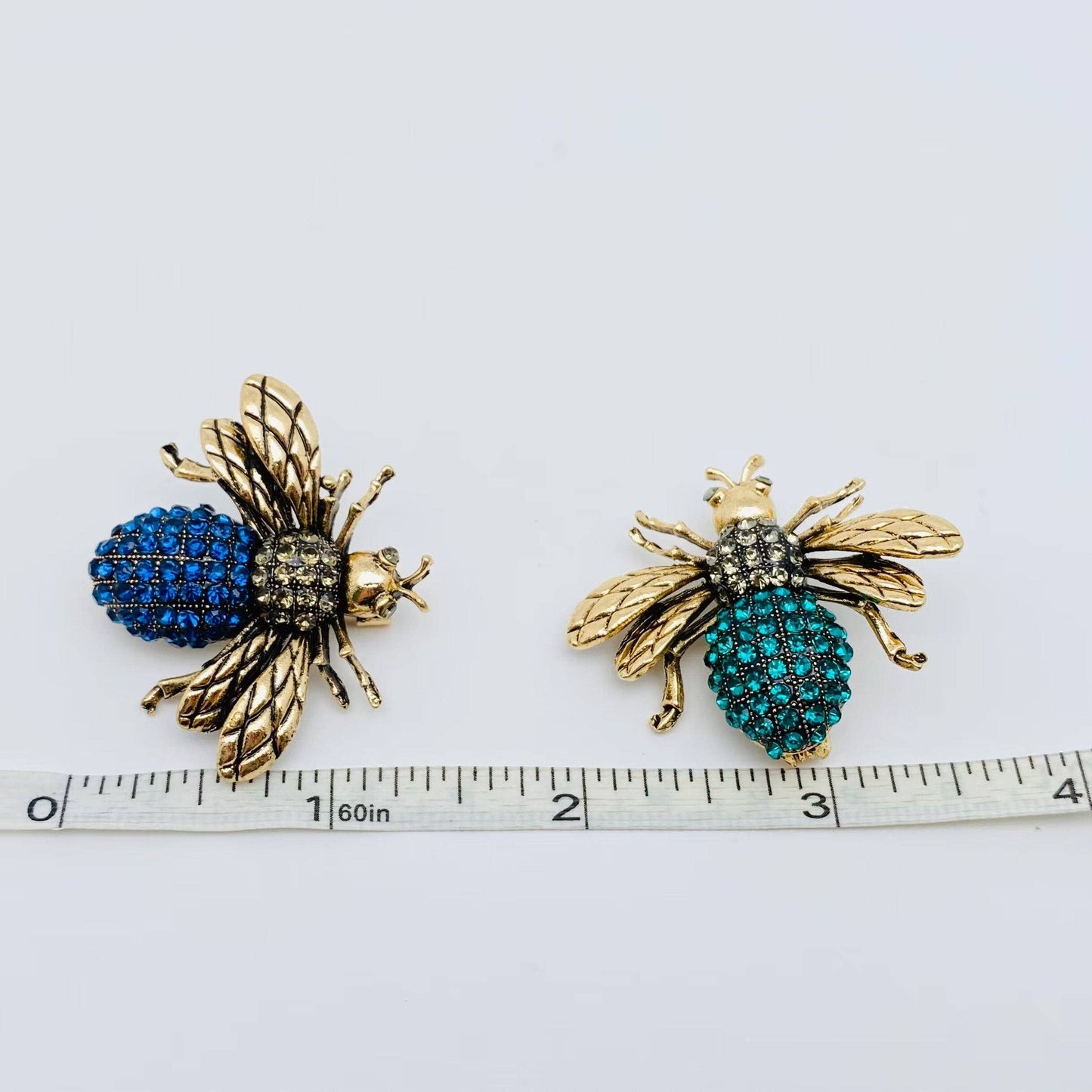 Broche à linge en forme d'abeille en strass en métal: Vert