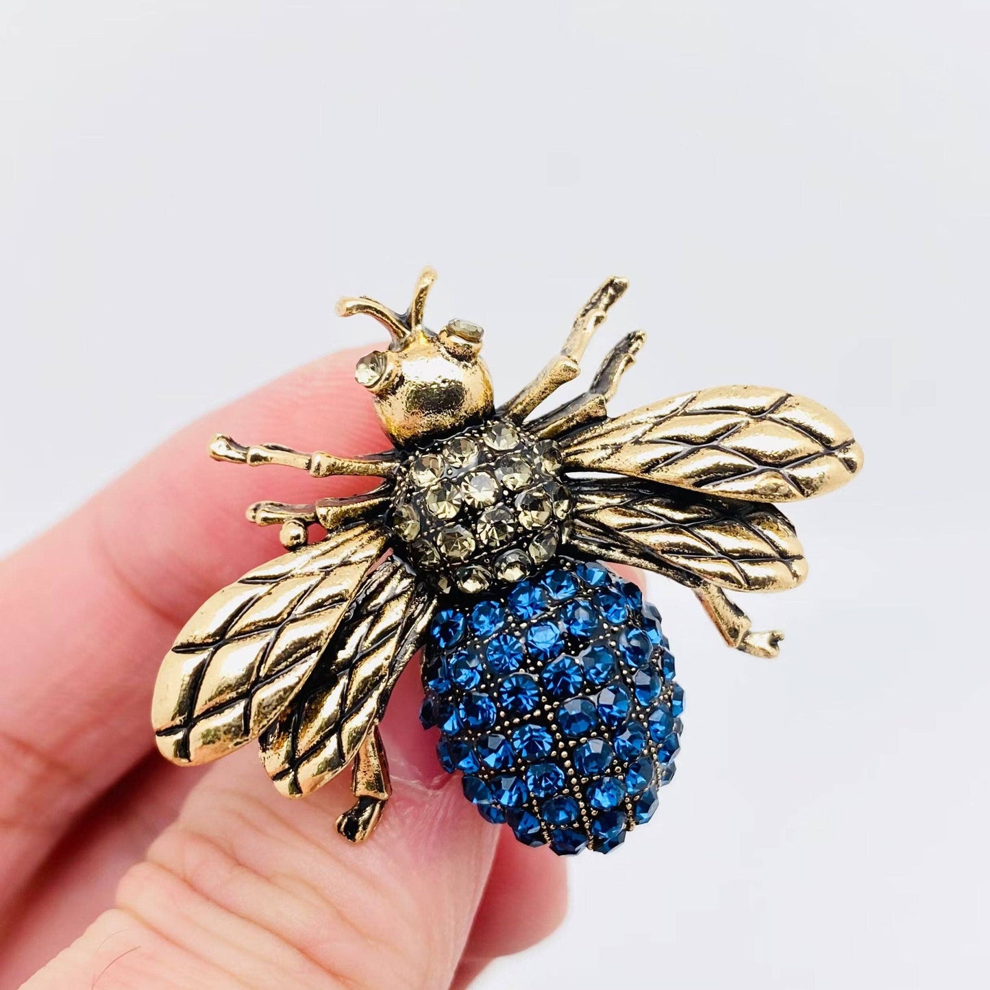 Broche à linge en forme d'abeille en strass en métal: Vert