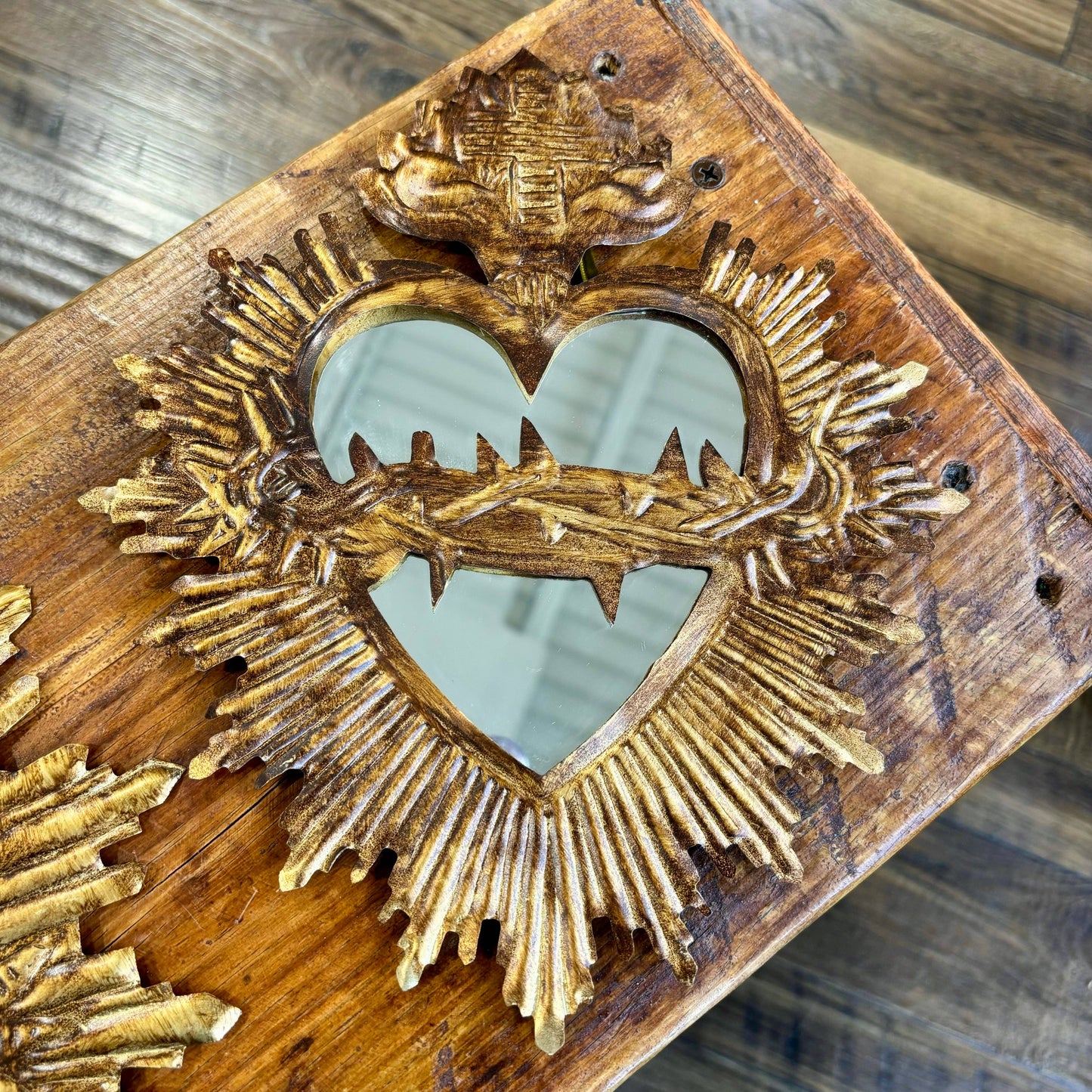 Miroir en étain du Sacré-Cœur de Jésus: Grand