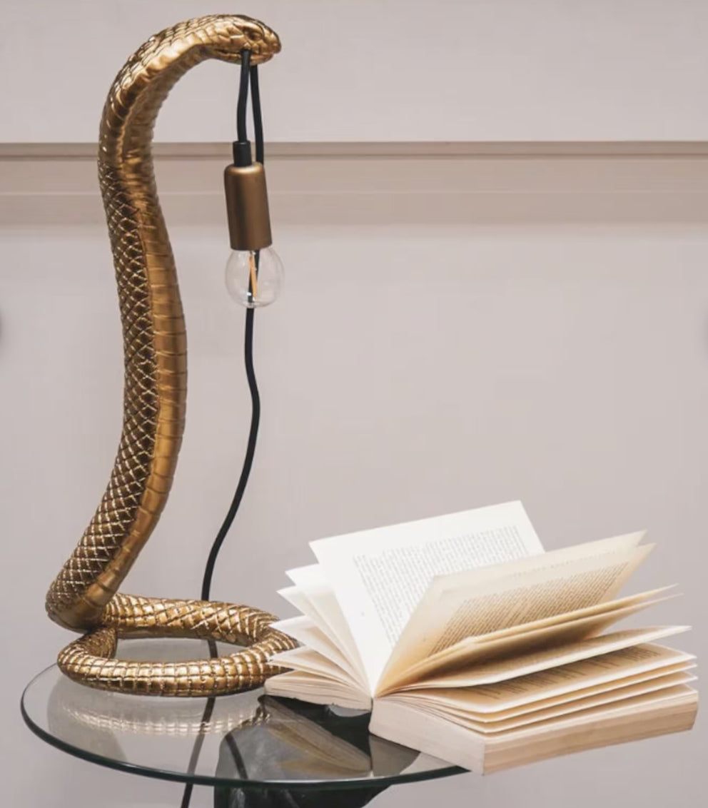 Lampe, serpent dorée