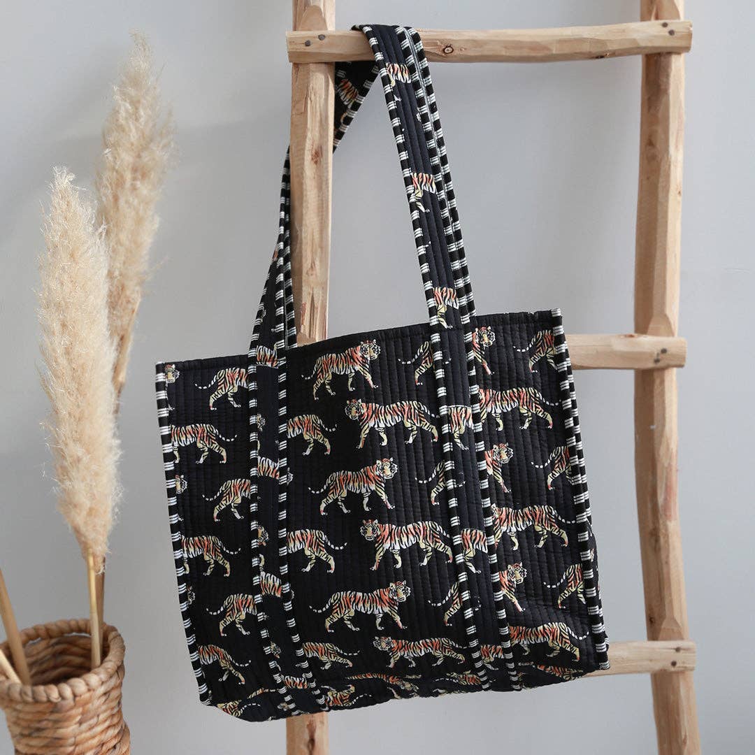 Sac à bandoulière Blockprint tiger noir