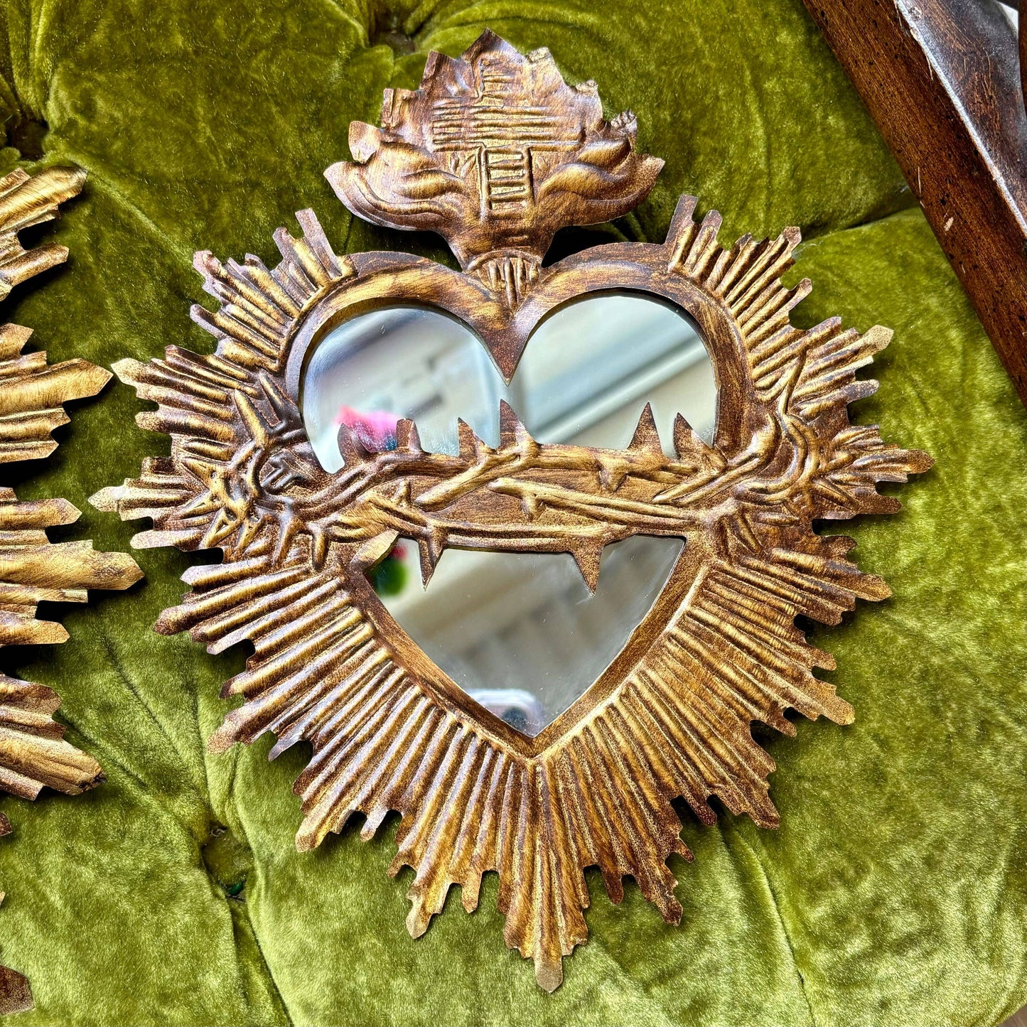 Miroir en étain du Sacré-Cœur de Jésus: Grand