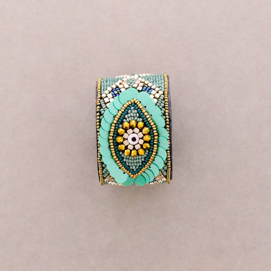 Bracelet ajustable à paillettes Turkish Eye: Vert