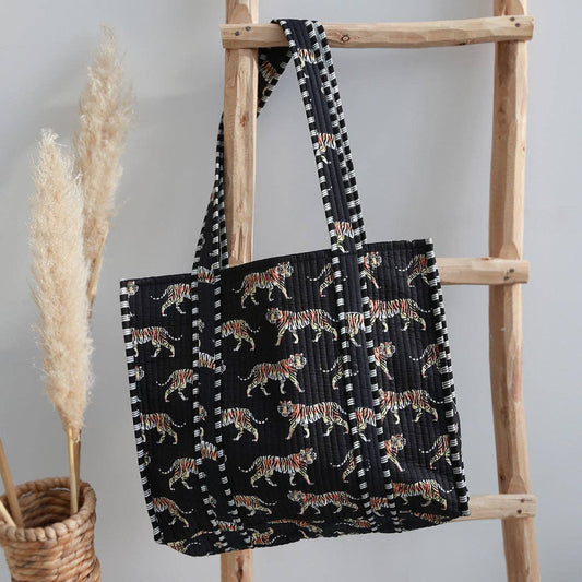 Sac à bandoulière Blockprint tiger noir