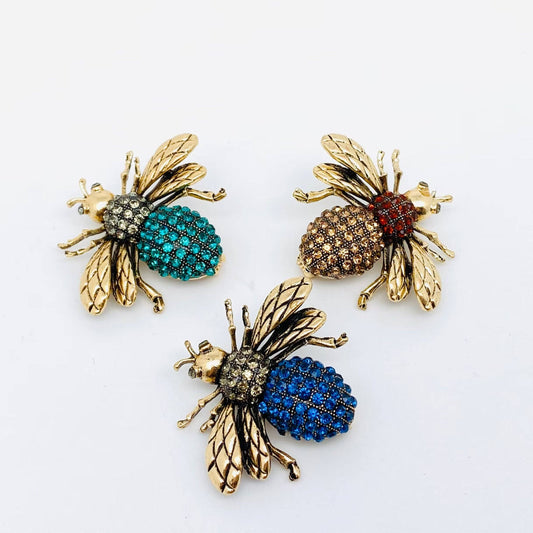 Broche à linge en forme d'abeille en strass en métal: Vert