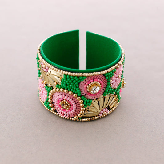 Bracelet Ethnique Ajustable Perles: Vert