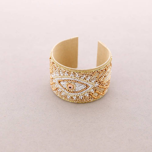 BRACELET AJUSTABLE, PERLES, PERLES: Beige